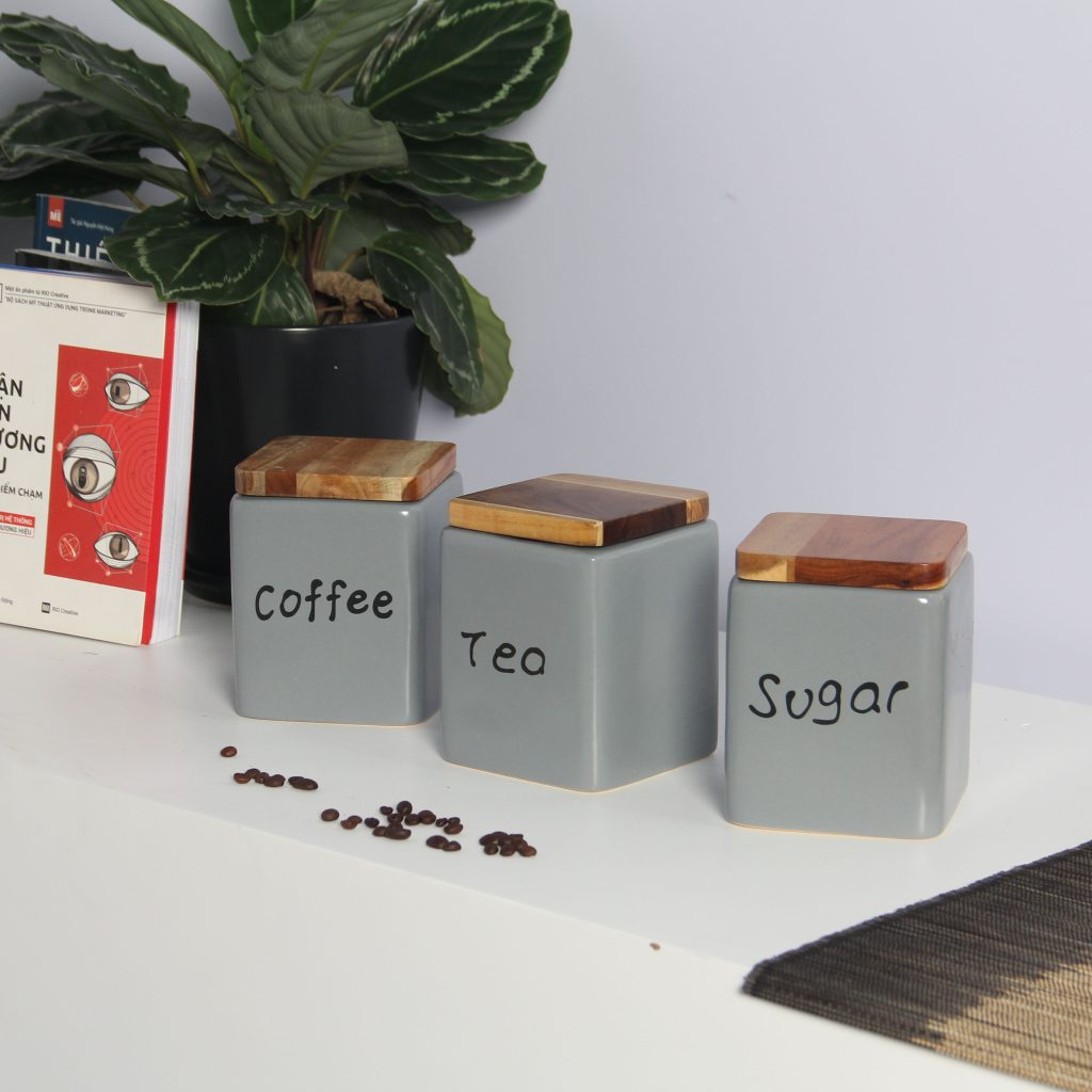 Hũ Gốm Sứ Đựng Thực Phẩm LOTUS (Coffee – Tea – Sugar)