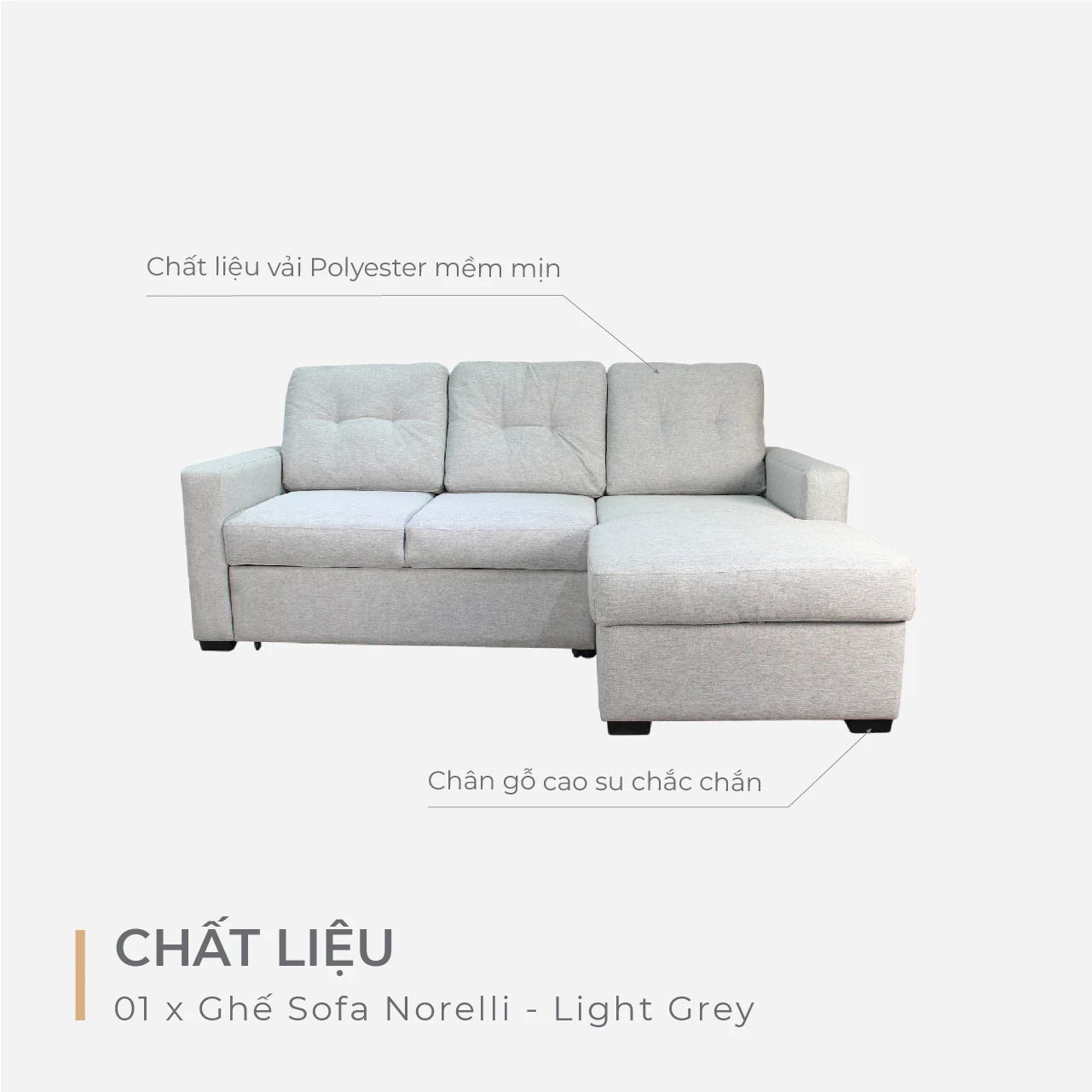 Bộ Sofa góc Norelli – Light Grey