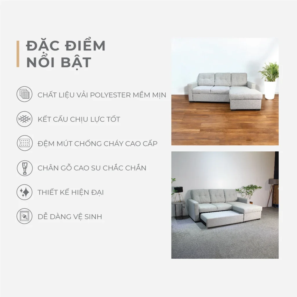Bộ Sofa góc Norelli – Light Grey
