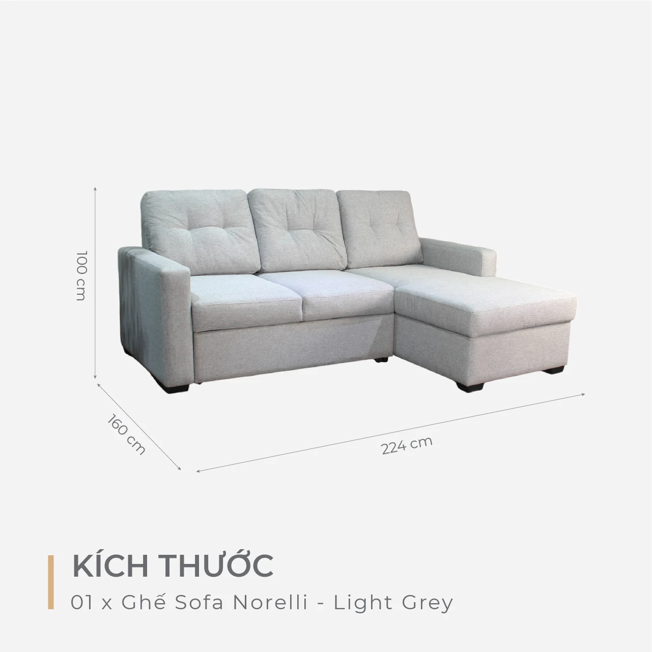 Bộ Sofa góc Norelli – Light Grey