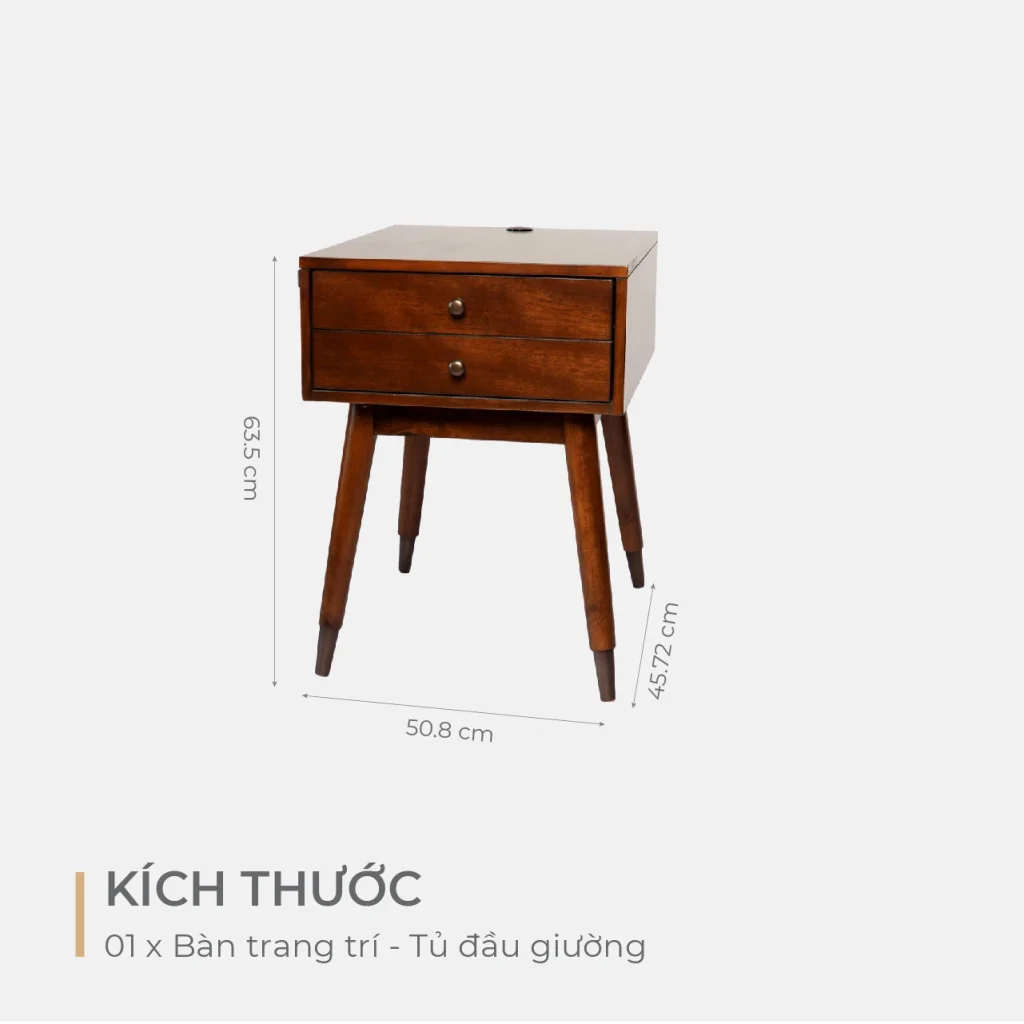 Bàn Trang Trí Kiêm Tủ Đầu Giường Có Cổng USB Sạc Tiện Lợi – Michel