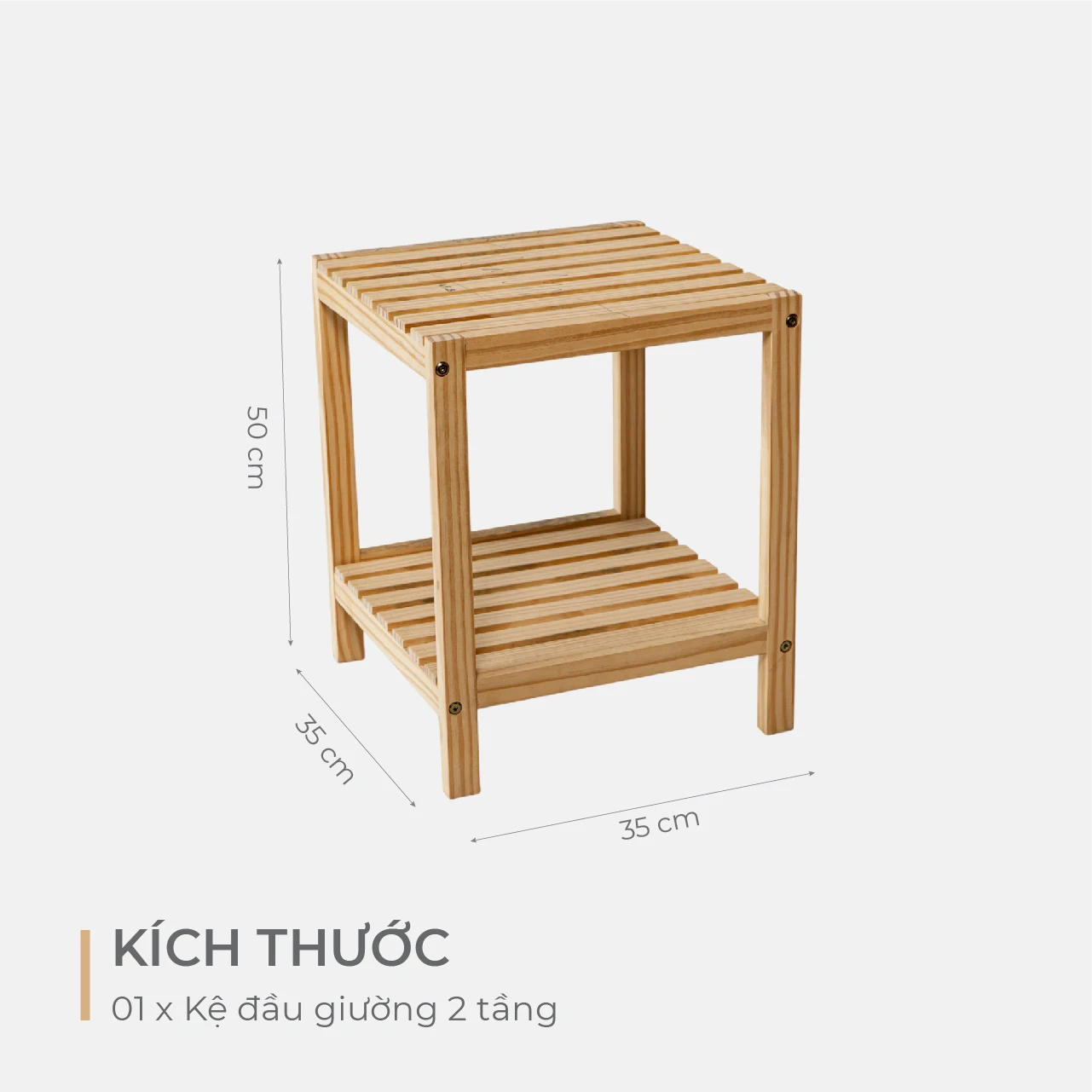 Kệ gỗ thông đa năng 2 tầng – Gỗ nhập khẩu, cứng cáp, không ẩm mốc.