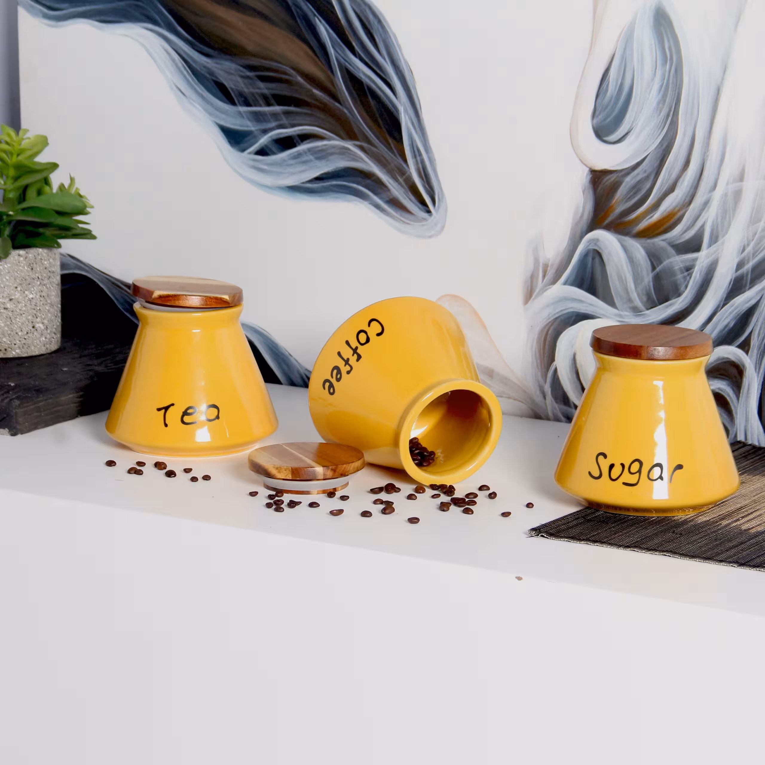 Hũ Gốm Sứ Đựng Thực Phẩm LILY (Coffee - Tea - Sugar) 5 Hũ Gốm Sứ Đựng Thực Phẩm LILY (Coffee - Tea - Sugar) - Ảnh 5