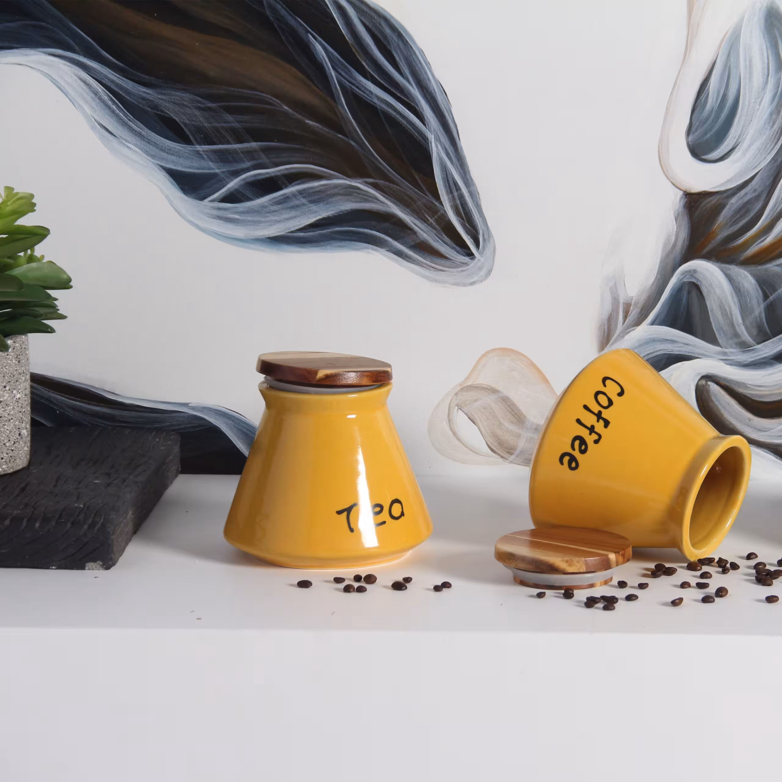 Hũ Gốm Sứ Đựng Thực Phẩm LILY (Coffee - Tea - Sugar) 4 Hũ Gốm Sứ Đựng Thực Phẩm LILY (Coffee - Tea - Sugar) - Ảnh 4