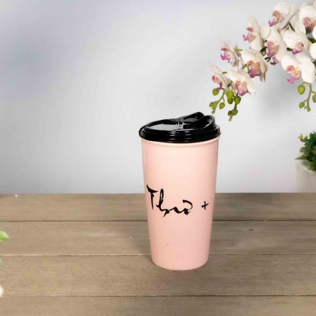 Ly sứ cao cấp Ceramic 450ml nắp nhựa khắc tên