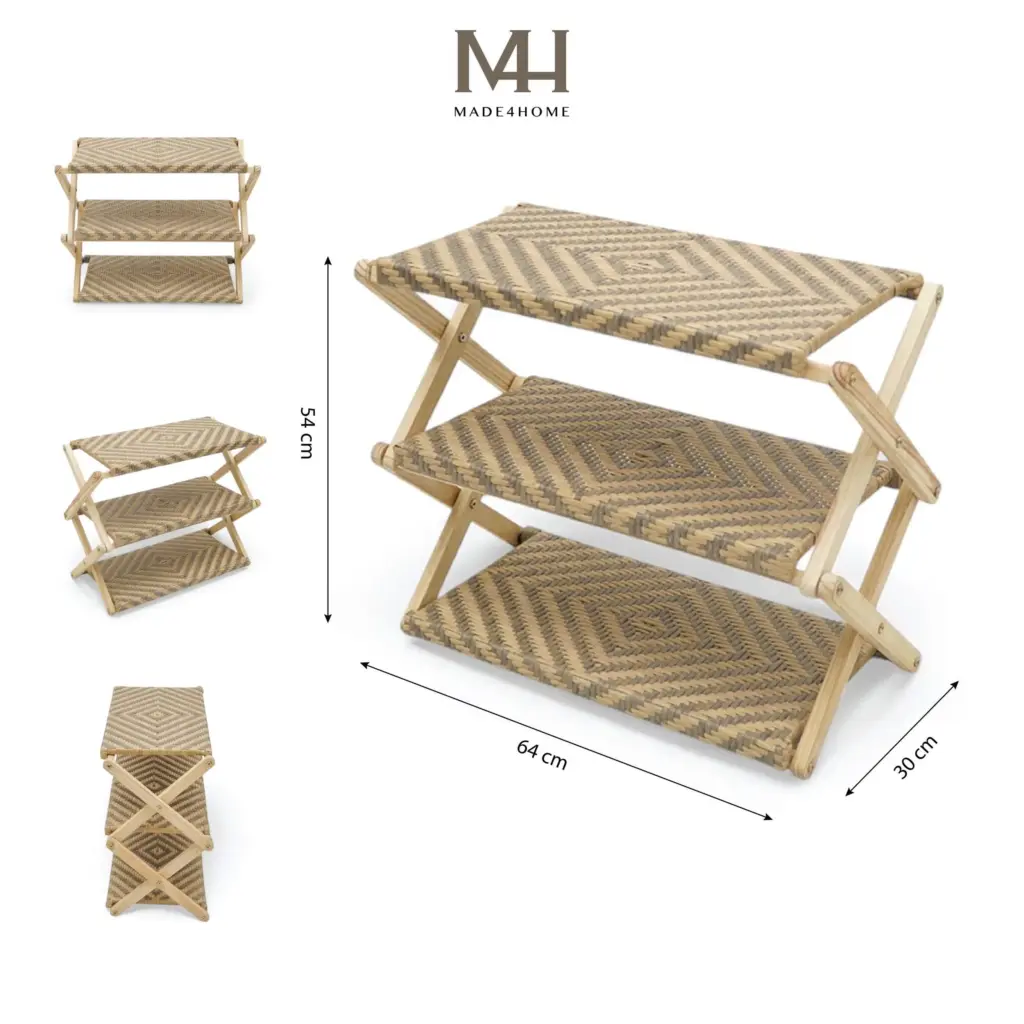 Kệ Dép Gỗ Zích Zắc 3 Tầng Pine Lắp Ráp – Vàng