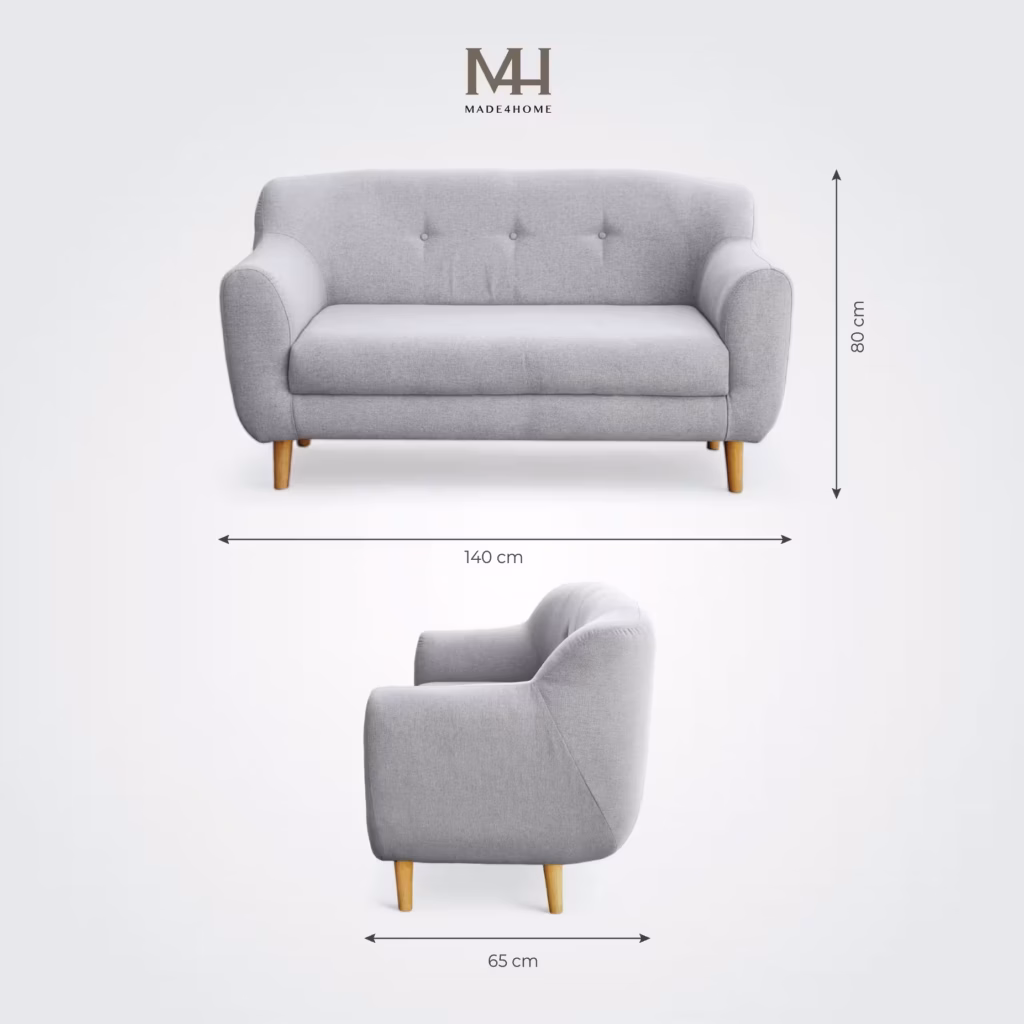 Sofa Agnes 1m4 – Ghế Sofa Nhỏ Gọn, Nệm Êm, Khung Gỗ Tự Nhiên