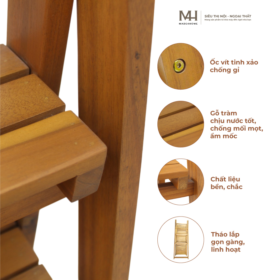 Kệ chữ A gỗ tràm Caley – màu nâu