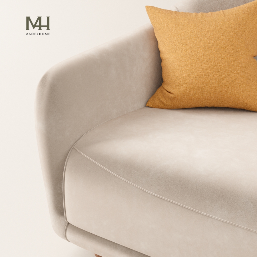 Sofa Carmencita 1m8 – Thiết Kế Uốn Lượn Nghệ Thuật, Khung Gỗ Tràm, Bọc Nhung Cao Cấp