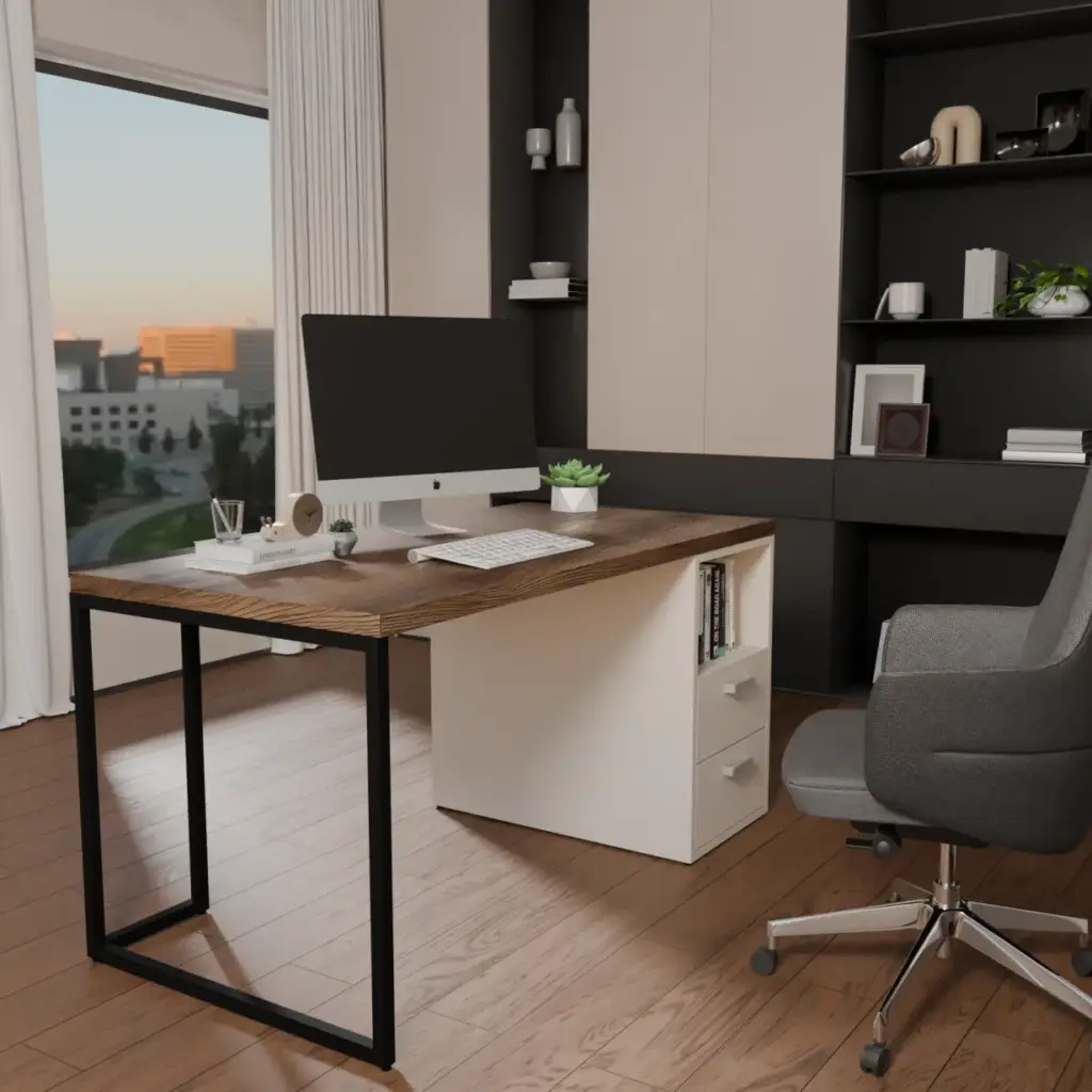 Bàn làm việc kèm hộc Gray- Gỗ MDF phủ Melanin chống trầy