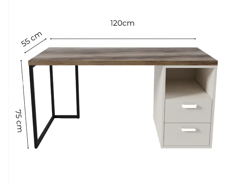 Bàn làm việc kèm hộc Gray- Gỗ MDF phủ Melanin chống trầy