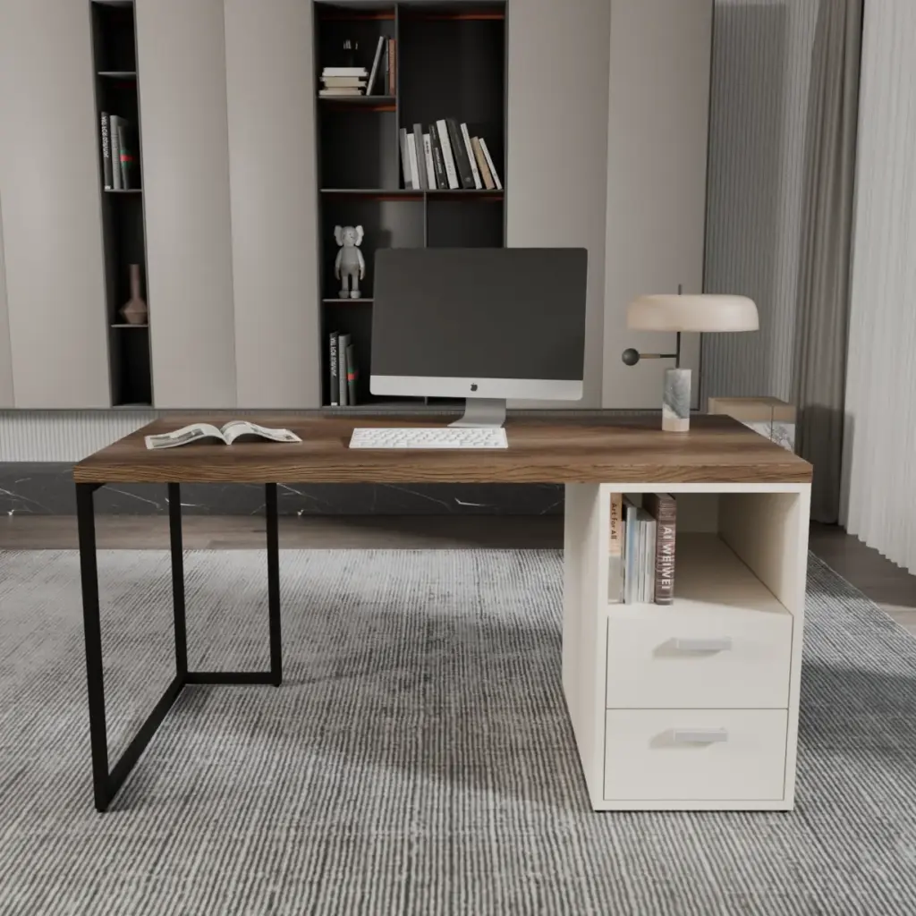 Bàn làm việc kèm hộc Gray- Gỗ MDF phủ Melanin chống trầy