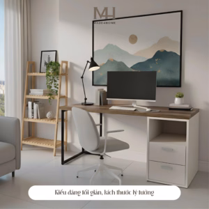 Alternative view of Bàn làm việc kèm hộc Gray- Gỗ MDF phủ Melanin chống trầy