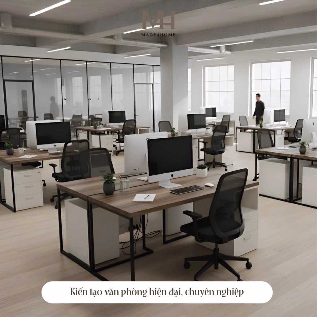 Bàn làm việc kèm hộc Gray- Gỗ MDF phủ Melanin chống trầy