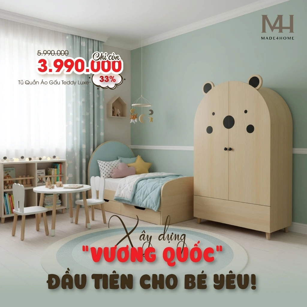 Tủ quần áo trẻ em Teddy Luxe M4H