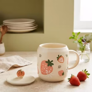 Ly Cốc Sứ Strawberry - Hồng - 300ml