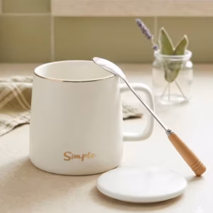 Ly Cốc Sứ Họa Tiết Simple - Trắng
