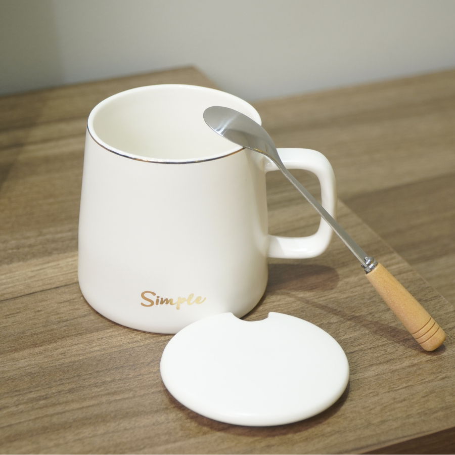 Ly Cốc Sứ Họa Tiết Simple – Trắng