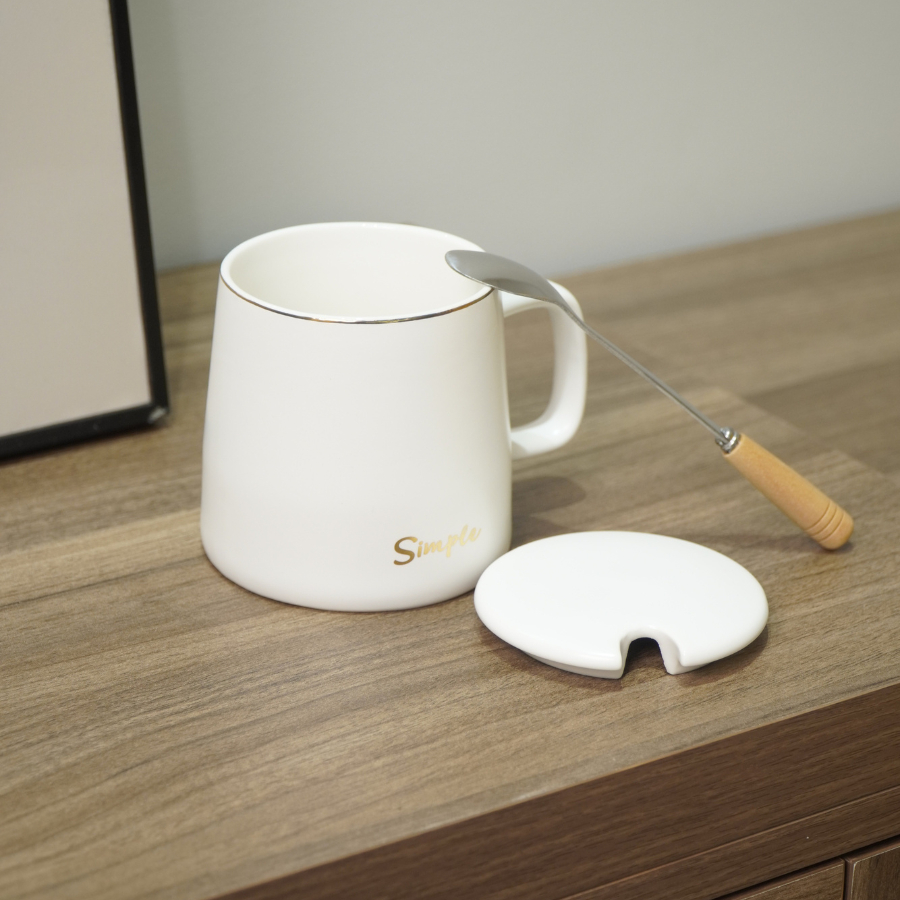 Ly Cốc Sứ Họa Tiết Simple – Trắng