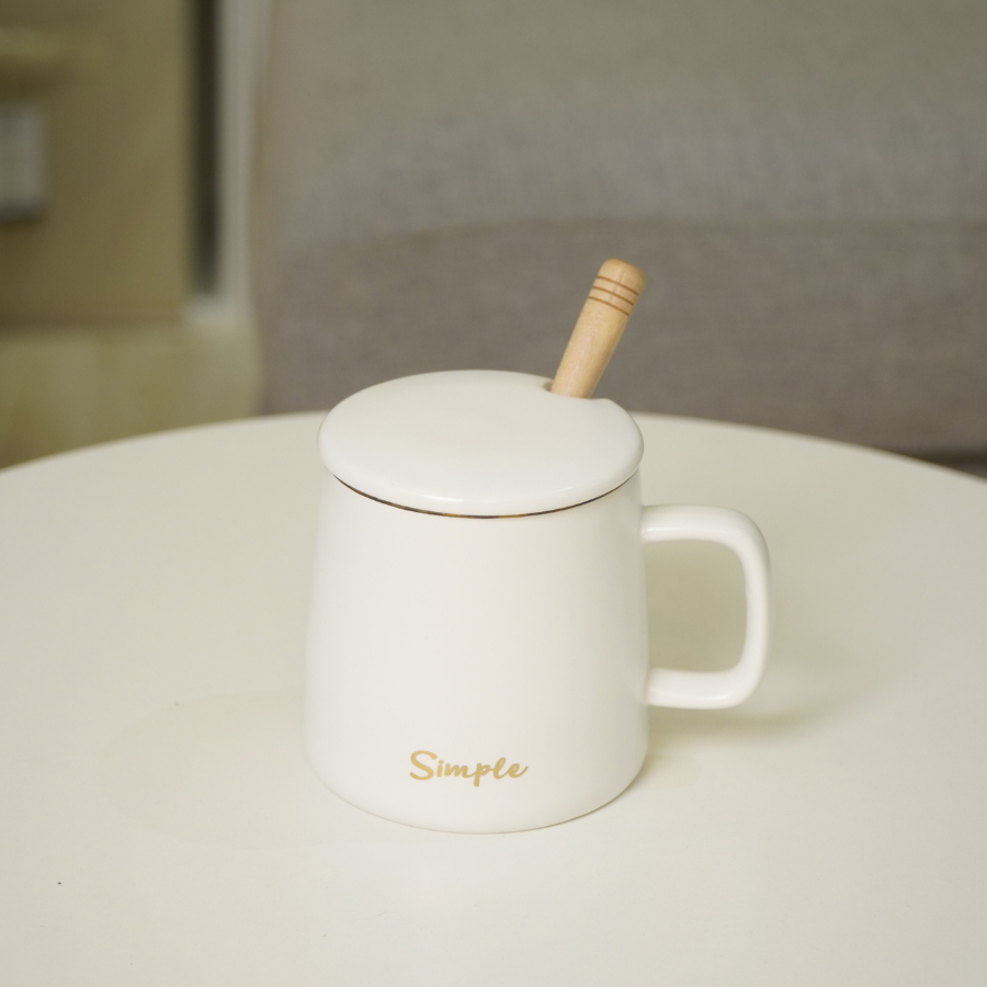 Ly Cốc Sứ Họa Tiết Simple – Trắng