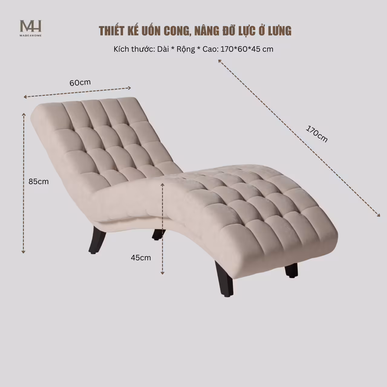 Ghế thư giãn Serene- Khung gỗ dầu, nệm cao cấp ôm trọn cơ thể.