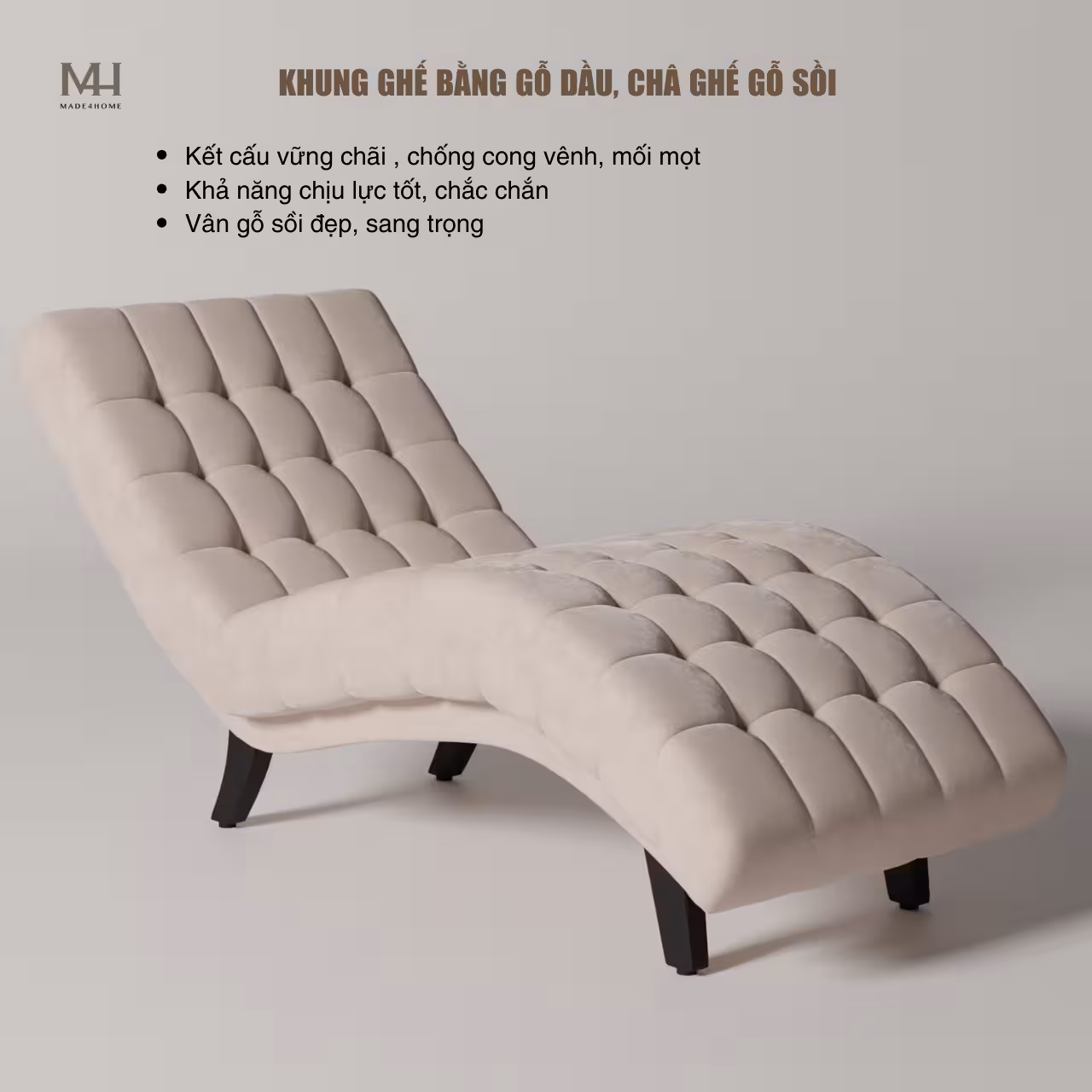 Ghế thư giãn Serene- Khung gỗ dầu, nệm cao cấp ôm trọn cơ thể.