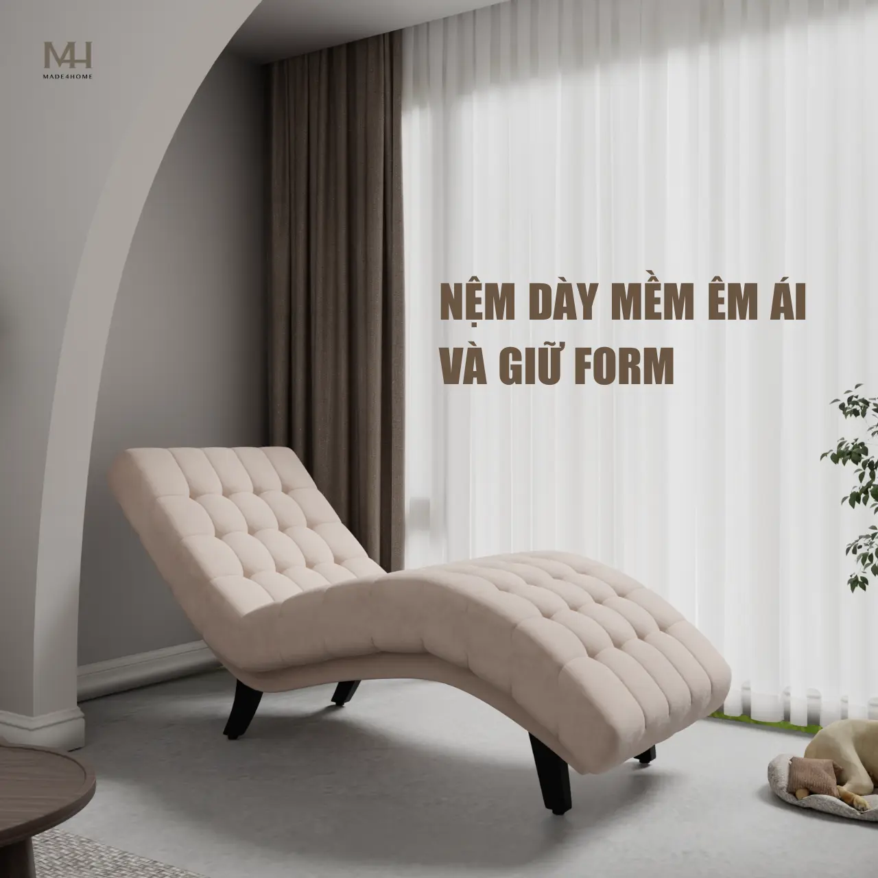Ghế thư giãn Serene- Khung gỗ dầu, nệm cao cấp ôm trọn cơ thể.