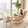 Ghế thư giãn Horizon màu tím – Ghế bập bênh cao cấp gỗ thông nhập khẩu, vải nhung mềm mịn