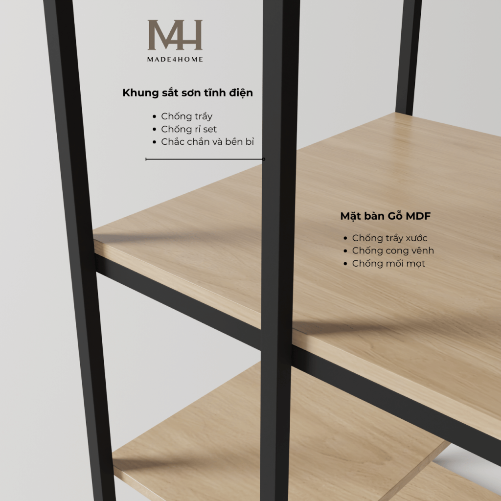 Bàn Làm Việc Lymon – Gỗ MDF – Chân Sắt Sơn Tĩnh Điện