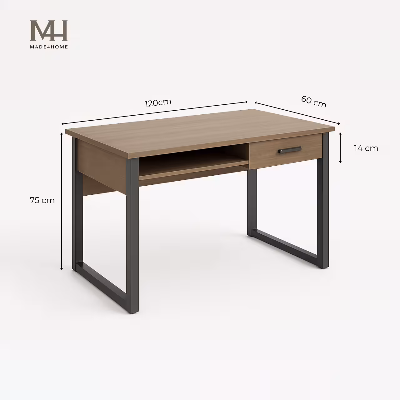 Bàn làm việc Channay gỗ MDF chân sắt – Thiết kế đơn giản hiện đại