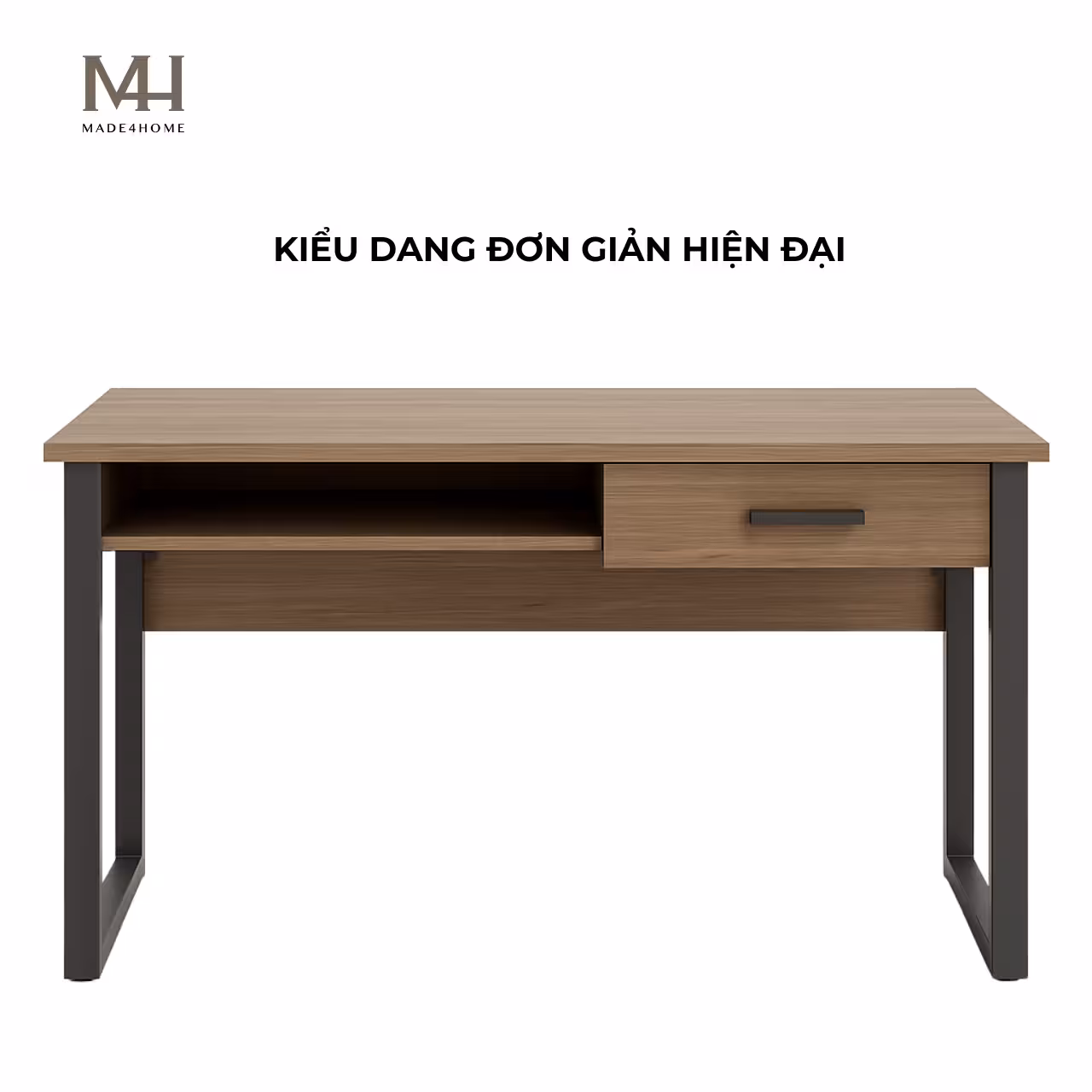 Bàn làm việc Channay gỗ MDF chân sắt – Thiết kế đơn giản hiện đại