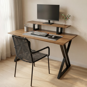 Bàn Làm Việc Bricen Gỗ MDF Chân Sắt – Thiết Kế Hiện Đại, Có Kệ Laptop