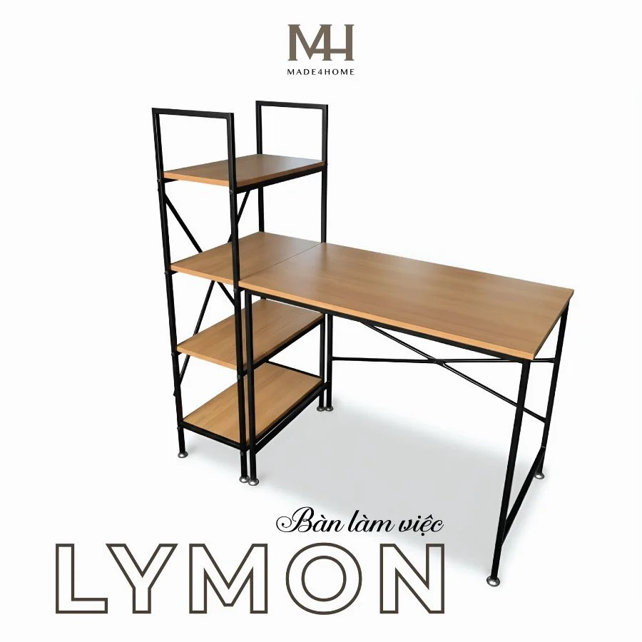 Bàn Làm Việc Lymon – Gỗ MDF – Chân Sắt Sơn Tĩnh Điện