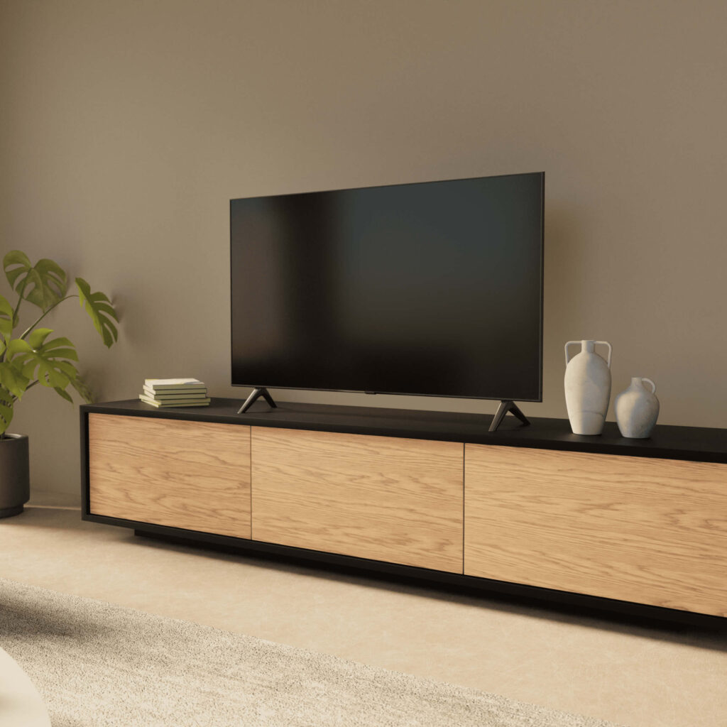 Kệ tivi gỗ hiện đại Nesta có 3 ngăn chứa đồ