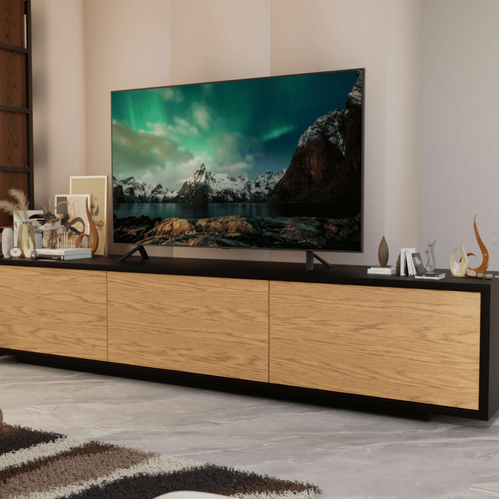 Kệ tivi gỗ hiện đại Nesta có 3 ngăn chứa đồ