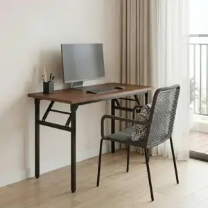 Bàn Làm Việc Gấp Gọn Bruno 120x60 – Có 2 màu Thiết Kế Tiện Lợi, Chân Sắt Chắc Chắn, Mặt Gỗ MDF Cao Cấp