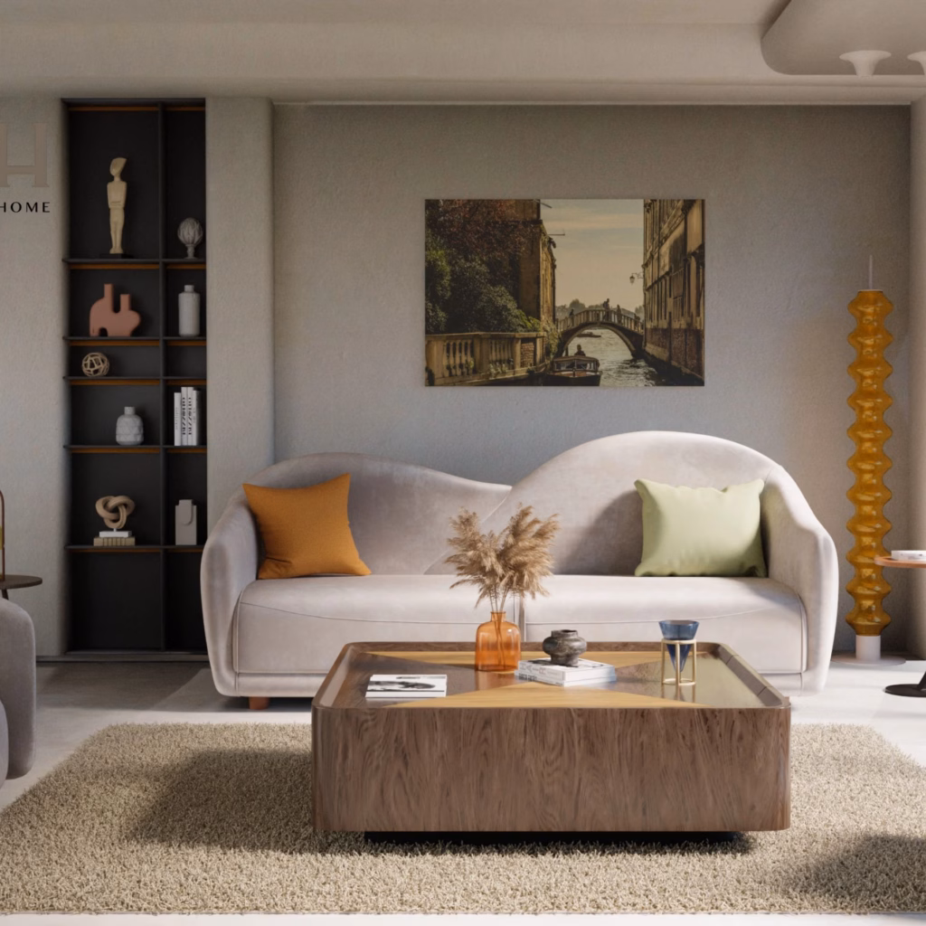 Bàn Trà Glovia Gỗ Veneer Óc Chó – Thiết Kế Hiện Đại, Bo Góc An Toàn