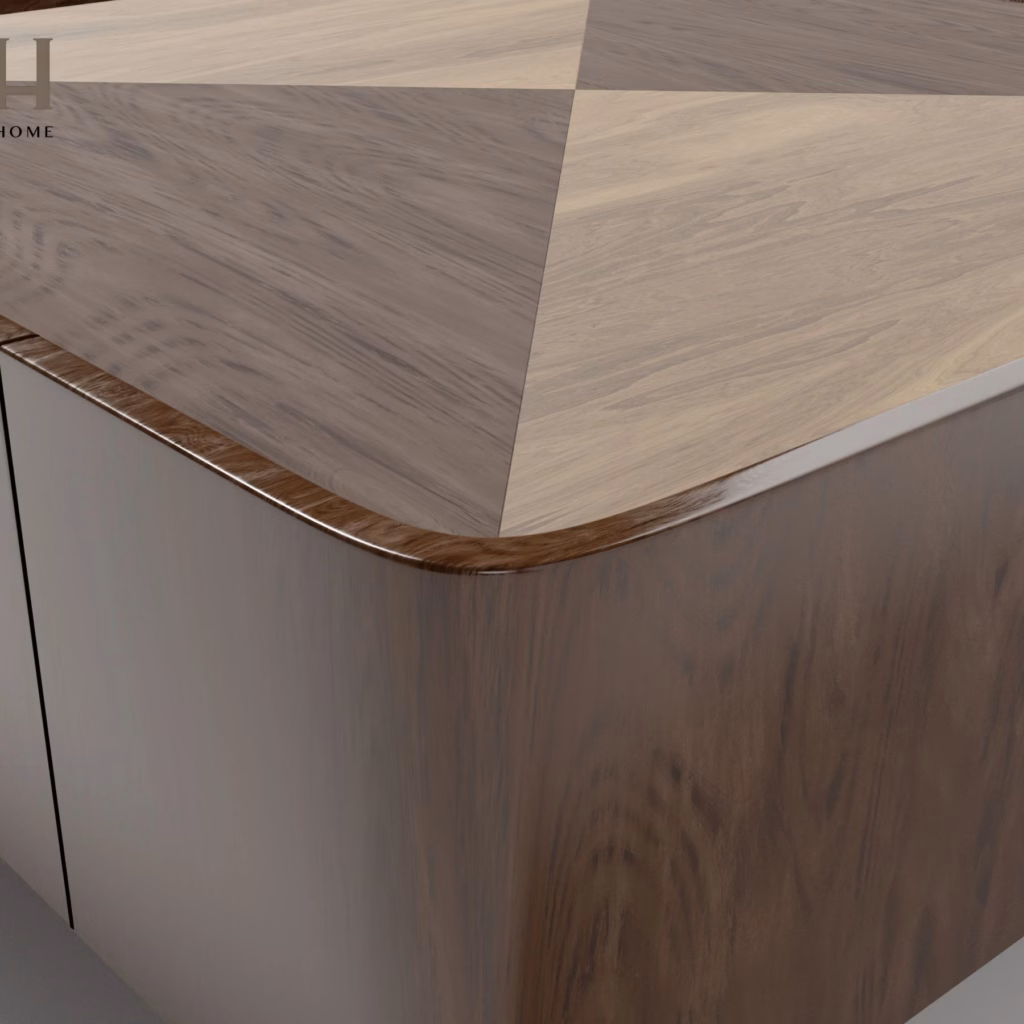 Bàn Trà Glovia Gỗ Veneer Óc Chó – Thiết Kế Hiện Đại, Bo Góc An Toàn