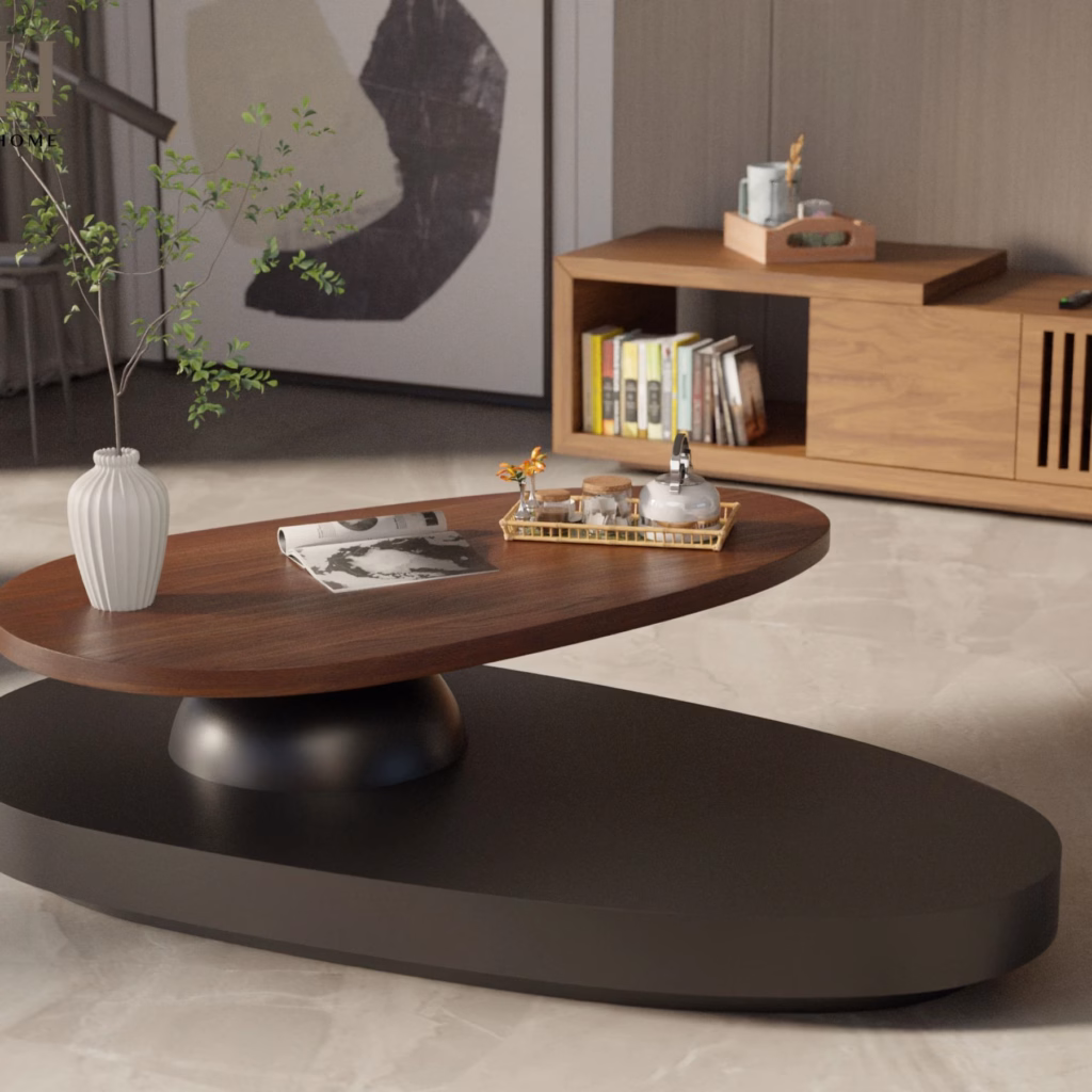 Bàn trà LavaForm –Thiết kế tầng đôi có thể xoay – Chất Liệu Gỗ cao cấp