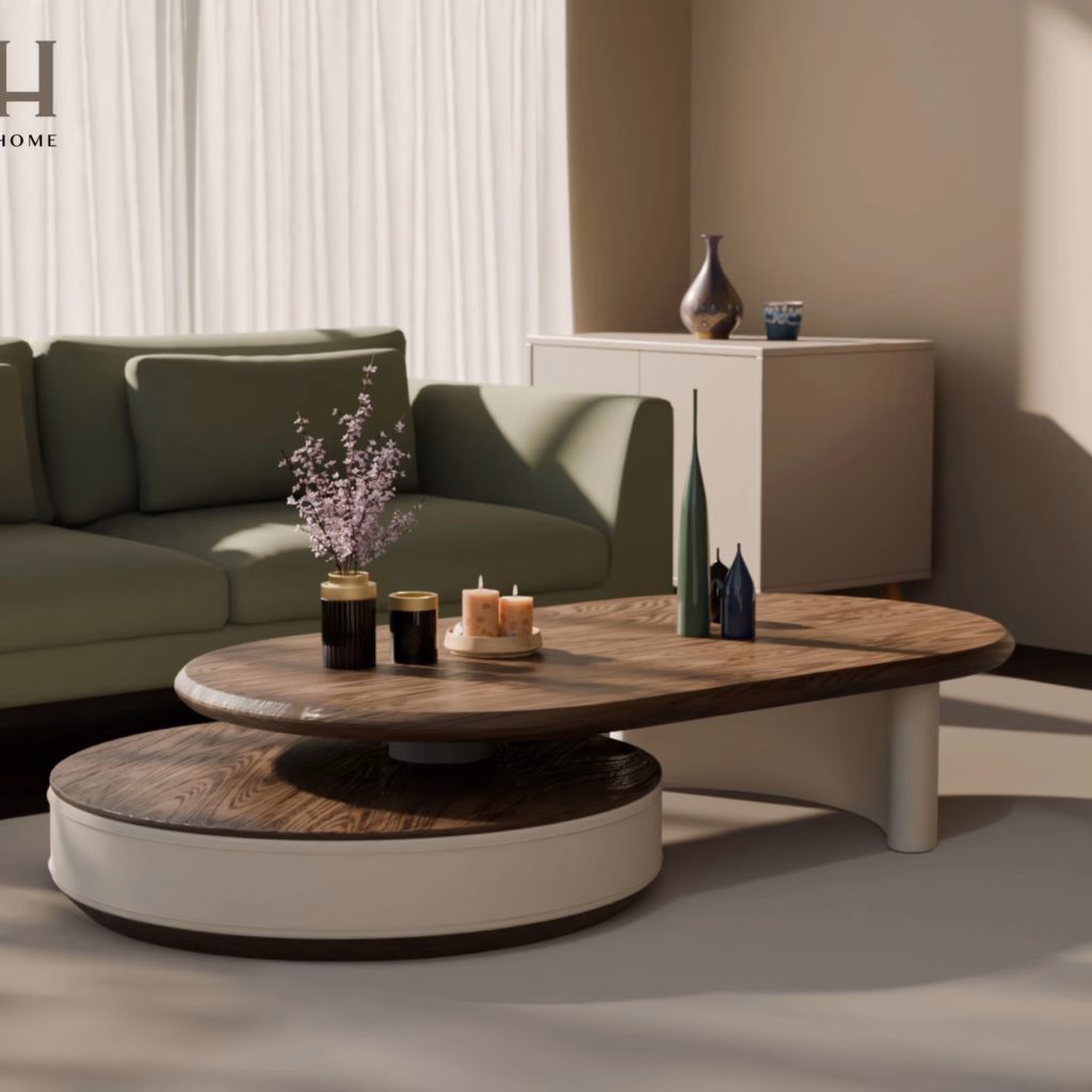 Bàn trà MOIRA- Gỗ Veneer thiết kế đa tầng tinh tế cho phòng khách hiện đại