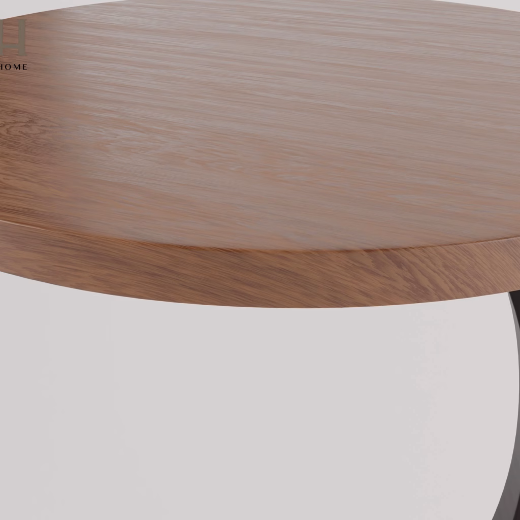Bàn Side Table Nysa – Bàn Sofa Nhỏ Gọn Chân Sắt Uốn Cong, Mặt Gỗ Hiện Đại