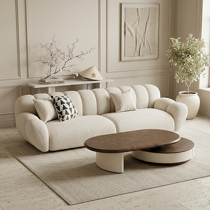 Sofa Cosyne – Sofa vải nhung bền đẹp, form dáng hiện đại, khung gỗ chắc chắn