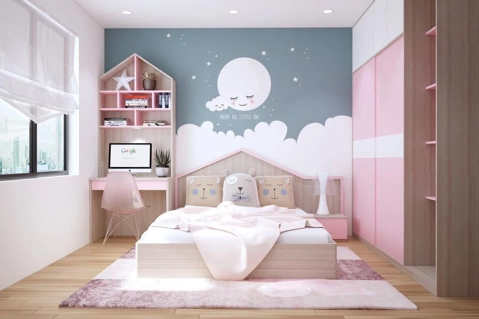 Giường cho bé gái - decor theo phong cách đáng yêu