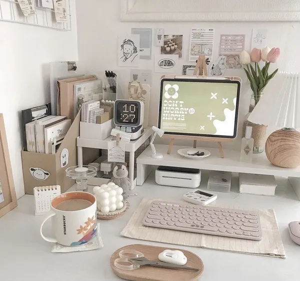 Decor bàn học đơn giản