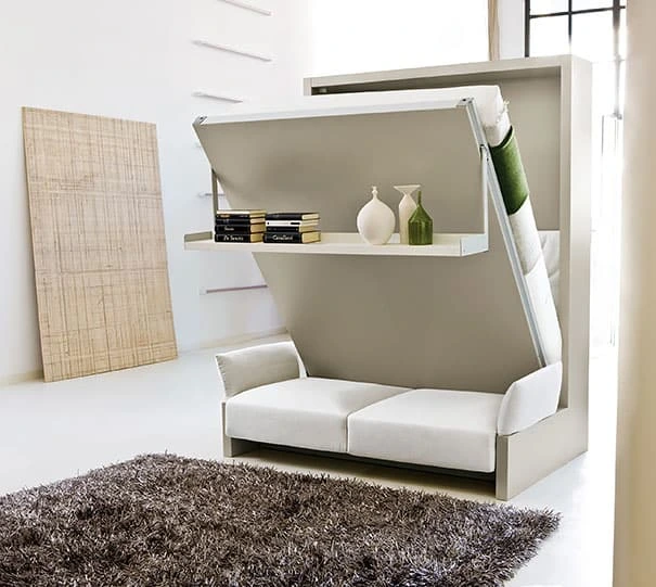 Giường ngủ thông minh kết hợp sofa, kệ tường