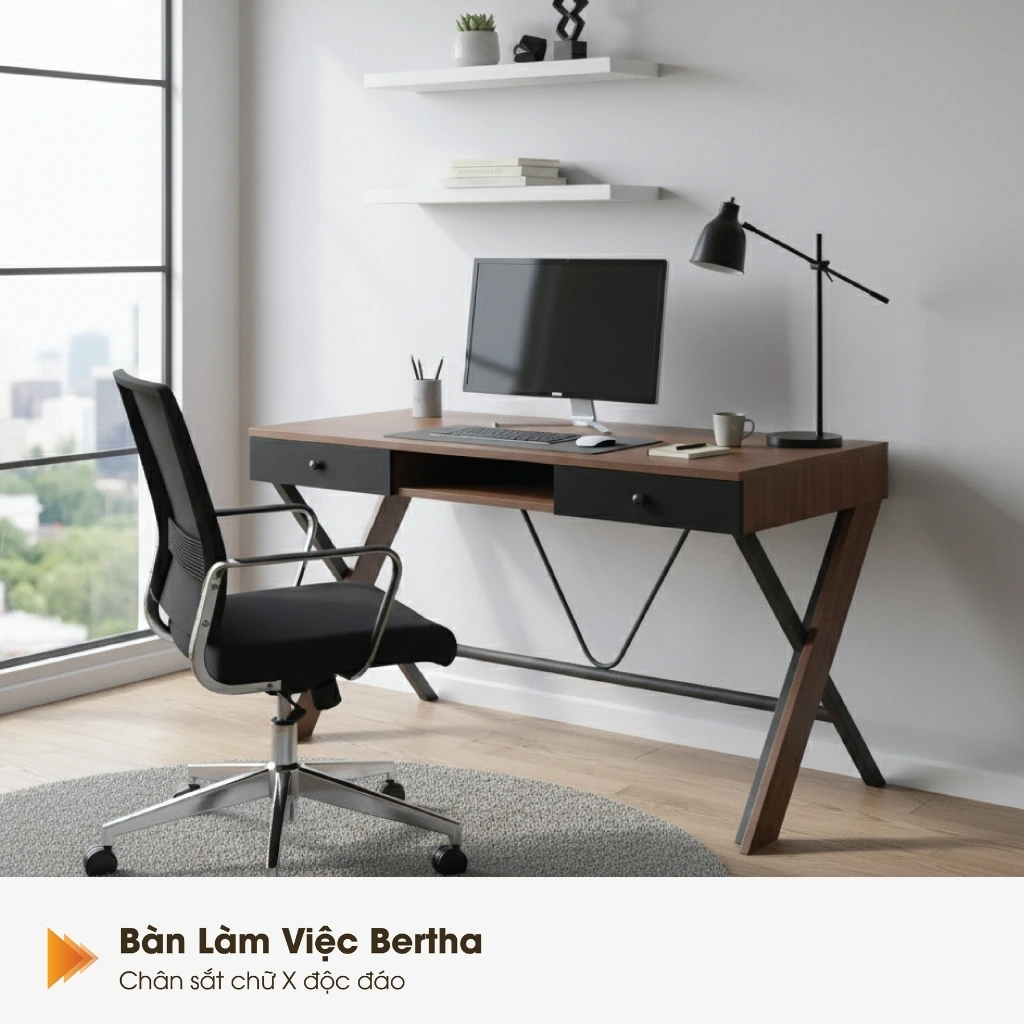 Bàn Làm Việc Chữ X – Bertha Bàn Làm Việc Chữ X – Bertha