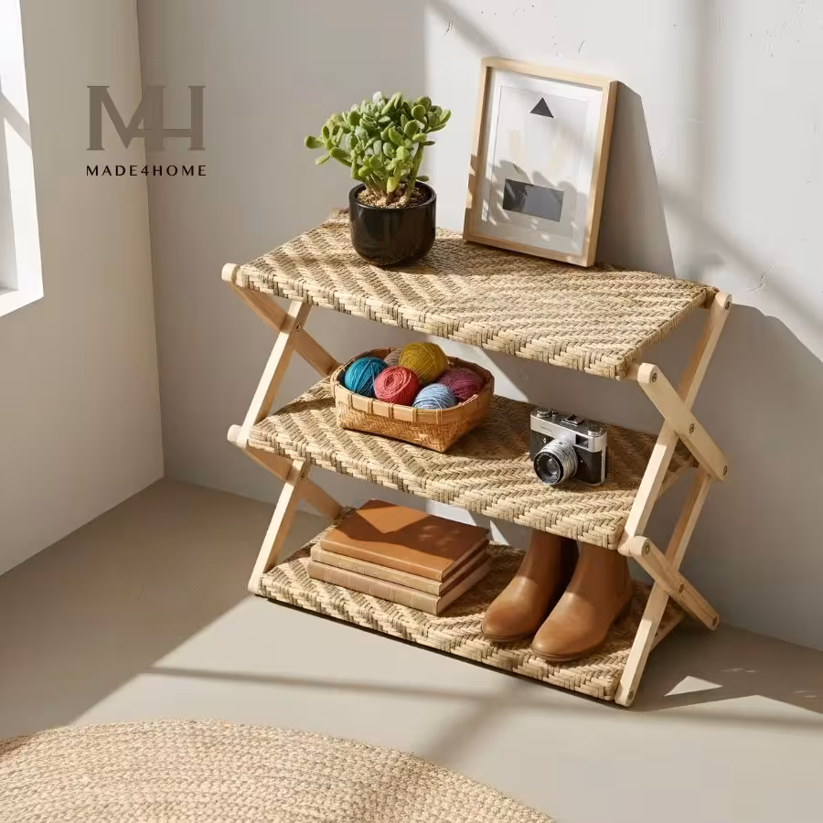 Top Kệ Để Đồ Bằng Gỗ Hiện Đại – Giải Pháp Lưu Trữ Gọn Gàng, Thẩm Mỹ 4 Kệ dép gỗ zích zắc 3 tầng Pine lắp ráp màu vàng
