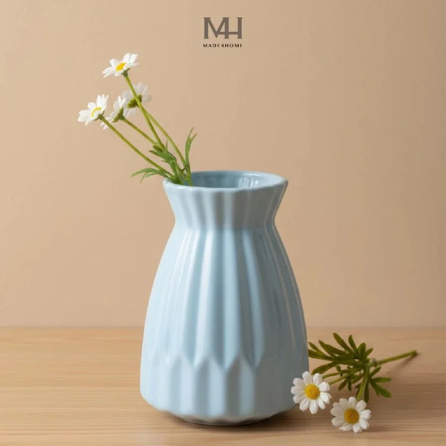 Bình hoa gốm sứ Felizia trang trí decor hoa văn sọc Made4Home – Kích thước 21x15cm