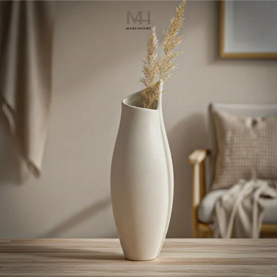 Bình hoa gốm sứ Nora trang trí decor dáng lượn sóng Made4Home – Kích thước 32x8cm