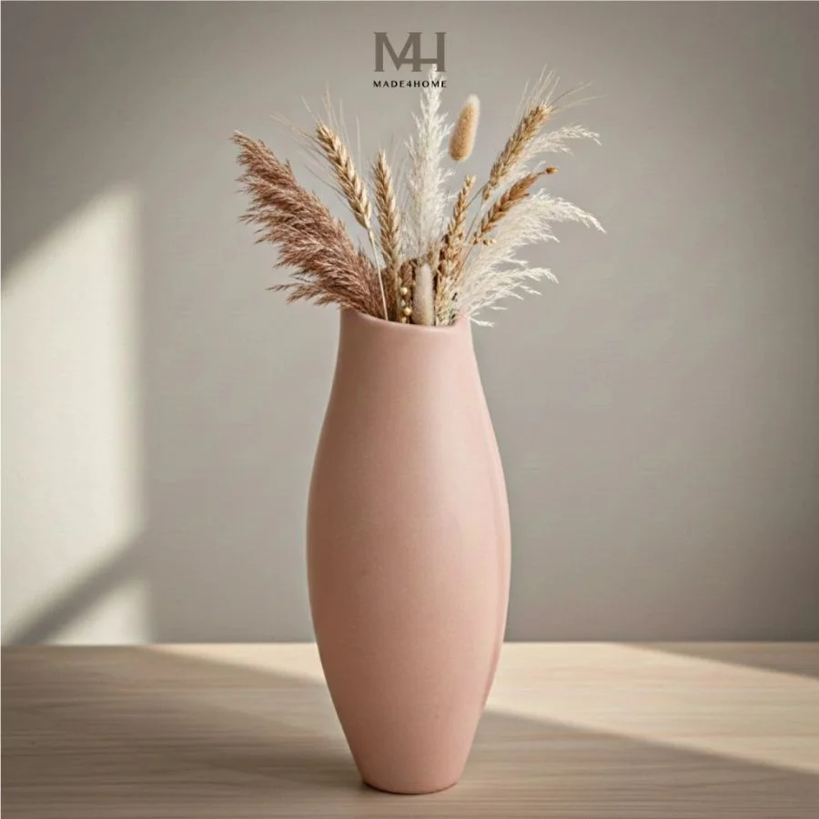 Bình hoa gốm sứ Nora trang trí decor dáng lượn sóng Made4Home – Kích thước 32x8cm